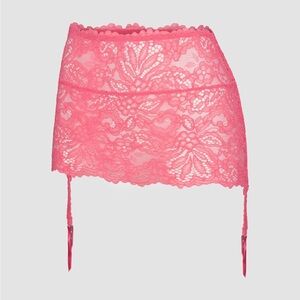 Savage X Fenty ROMANTIC CORDED LACE GARTER SKIRT in Acacia Pink Plus Size